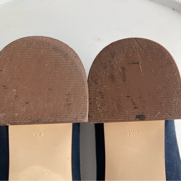 Talbots Indigo Blue Claire Block Heel Pumps Suede Gold Size 6M Women’s Shoes - Picture 15 of 16